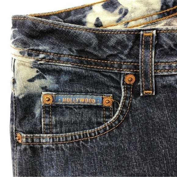 Vintage acid wash flare jeans HOLLYWOOD Size 28inches 80s 90s low rise - Picture 4 of 12